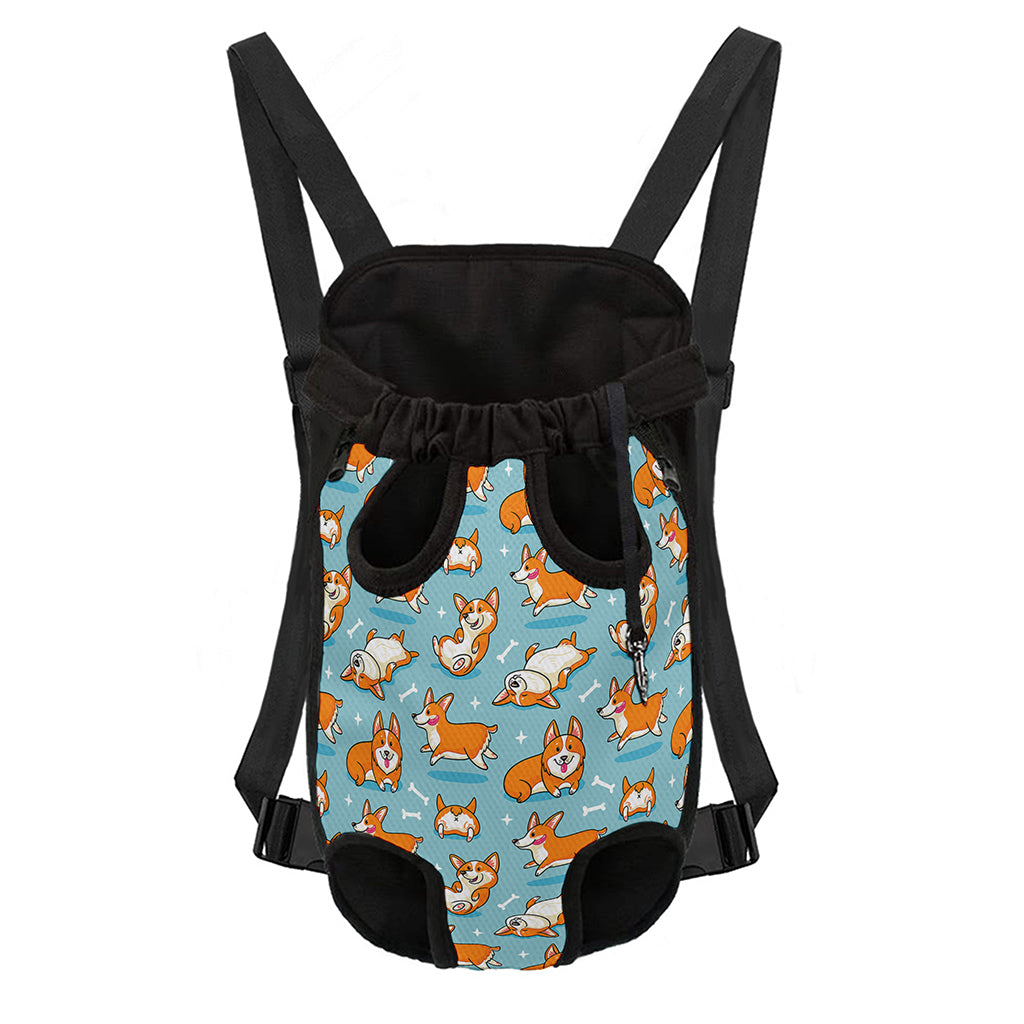 Happy Corgi Pattern Print Pet Carrier Backpack