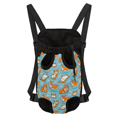Happy Corgi Pattern Print Pet Carrier Backpack