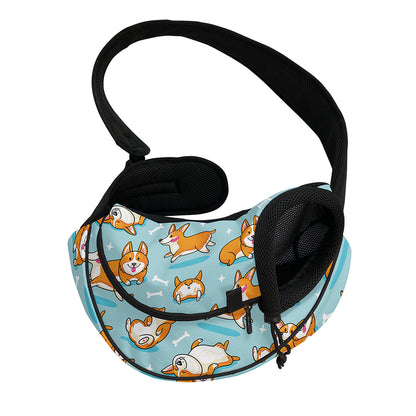 Happy Corgi Pattern Print Pet Sling Carrier