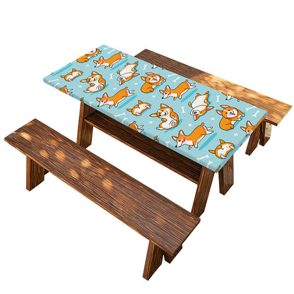 Happy Corgi Pattern Print Picnic Table Cover