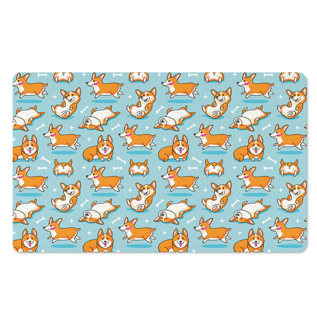 Happy Corgi Pattern Print Polyester Doormat