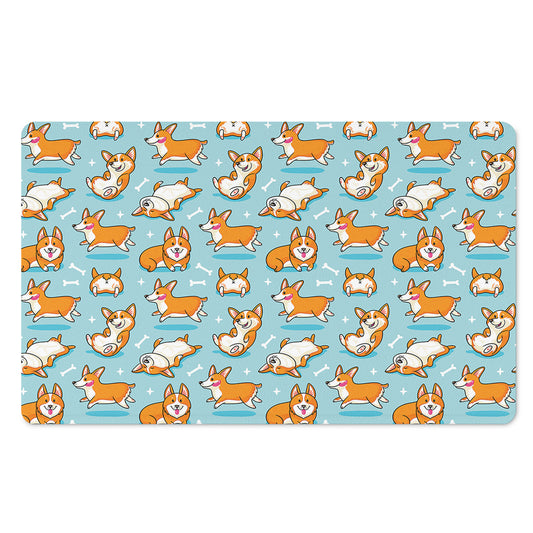 Happy Corgi Pattern Print Polyester Doormat