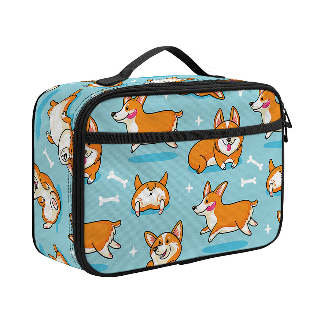 Happy Corgi Pattern Print Portable Lunch Bag
