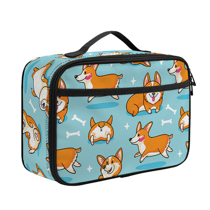 Happy Corgi Pattern Print Portable Lunch Bag