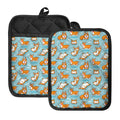 Happy Corgi Pattern Print Pot Holders With Pocket