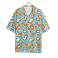 Happy Corgi Pattern Print Rayon Hawaiian Shirt