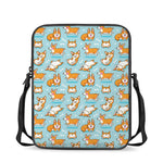 Happy Corgi Pattern Print Rectangular Crossbody Bag