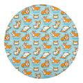 Happy Corgi Pattern Print Round Blanket