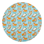 Happy Corgi Pattern Print Round Blanket