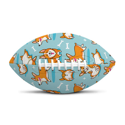 Happy Corgi Pattern Print Rugby Ball