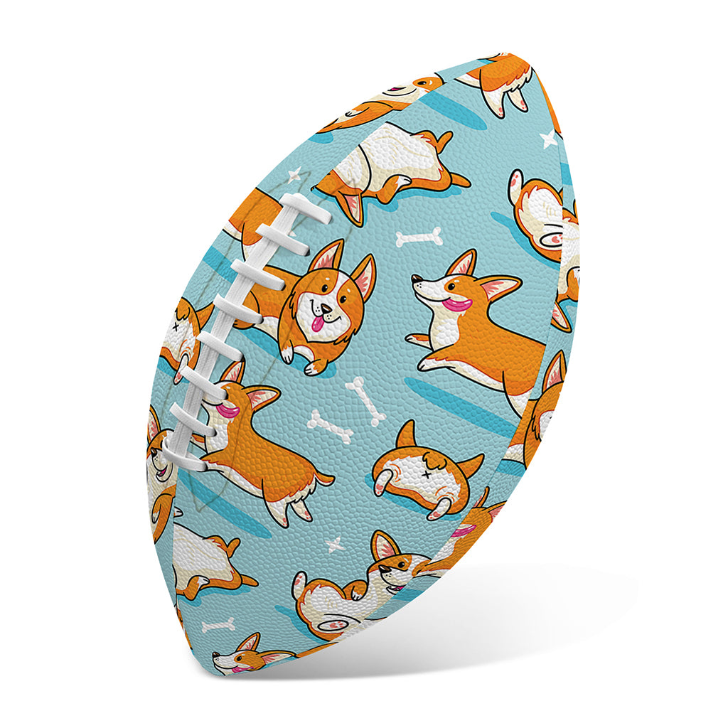 Happy Corgi Pattern Print Rugby Ball
