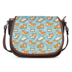 Happy Corgi Pattern Print Saddle Bag