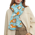 Happy Corgi Pattern Print Scarf