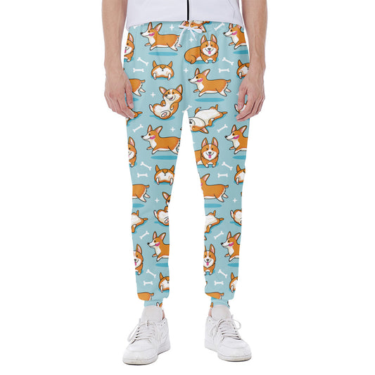 Happy Corgi Pattern Print Scuba Joggers