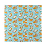 Happy Corgi Pattern Print Silk Bandana
