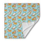 Happy Corgi Pattern Print Silk Bandana