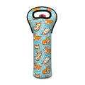 Happy Corgi Pattern Print Single Neoprene Wine Tote