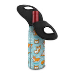 Happy Corgi Pattern Print Single Neoprene Wine Tote