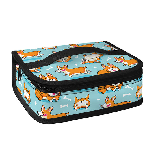 Happy Corgi Pattern Print Small Lunch Bag