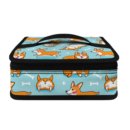 Happy Corgi Pattern Print Small Lunch Bag
