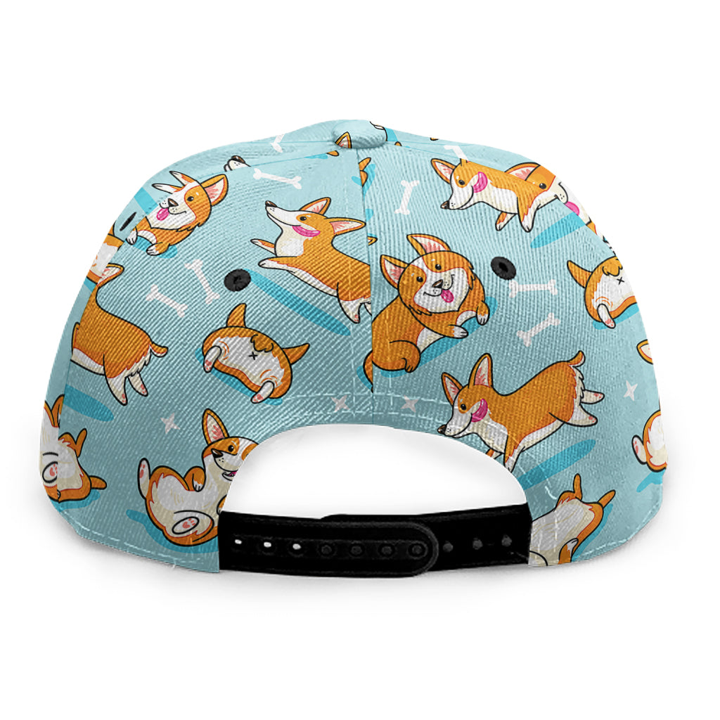 Happy Corgi Pattern Print Snapback Cap