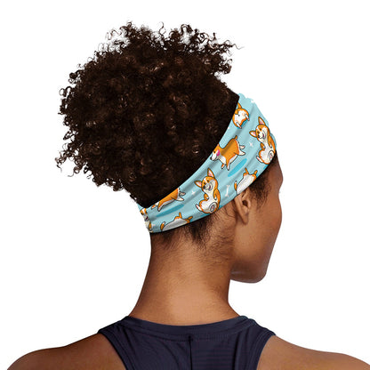 Happy Corgi Pattern Print Sports Headband
