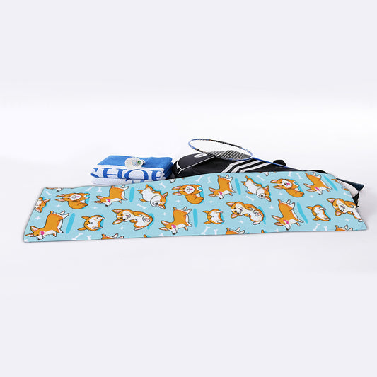 Happy Corgi Pattern Print Sports Towel