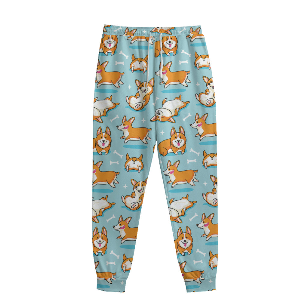Happy Corgi Pattern Print Sweatpants
