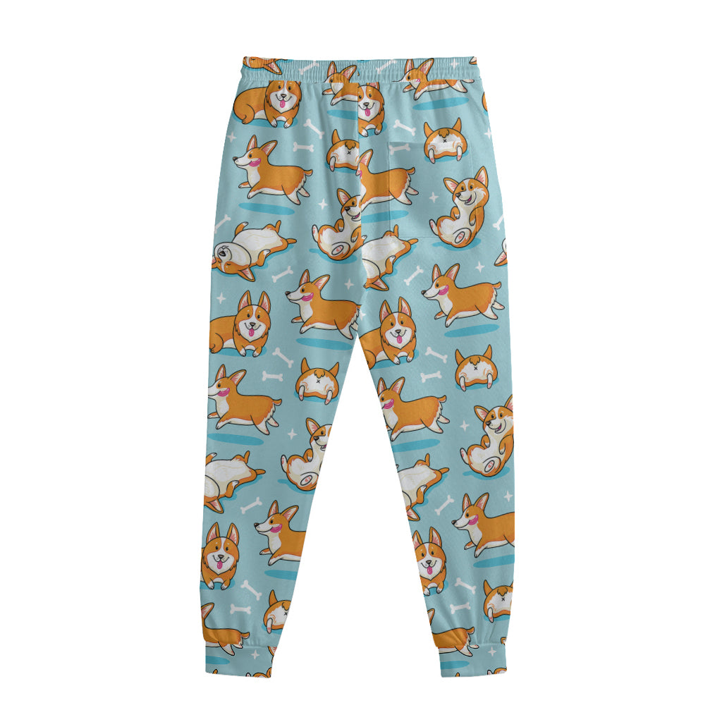 Happy Corgi Pattern Print Sweatpants