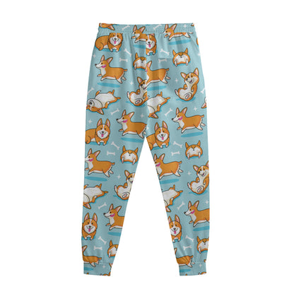 Happy Corgi Pattern Print Sweatpants