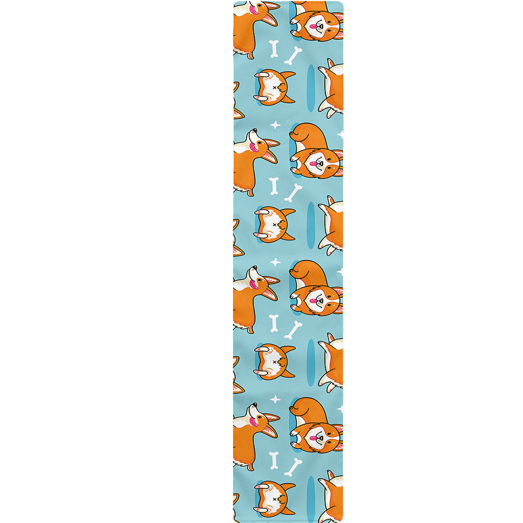 Happy Corgi Pattern Print Table Runner