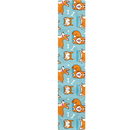 Happy Corgi Pattern Print Table Runner