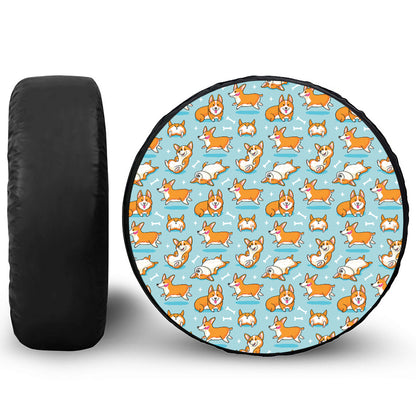 Happy Corgi Pattern Print Tire Cover