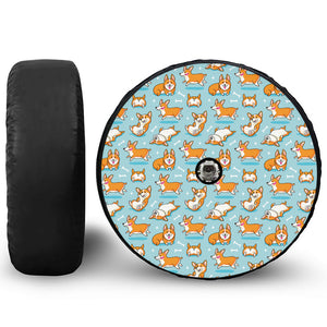 Happy Corgi Pattern Print Tire Cover With Camera Hole