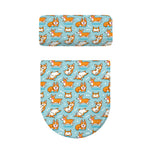 Happy Corgi Pattern Print Toilet Lid And Tank Cover Set