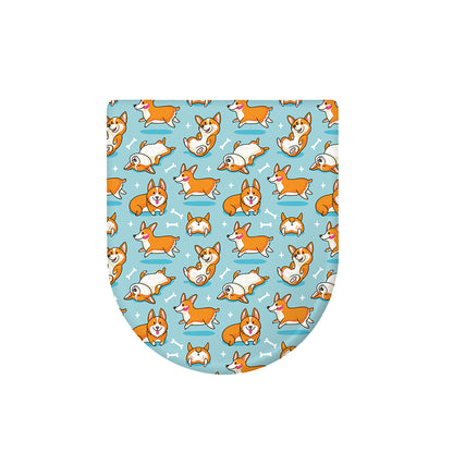 Happy Corgi Pattern Print Toilet Lid Cover