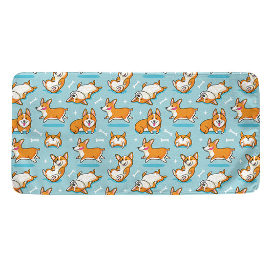 Happy Corgi Pattern Print Towel