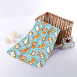 Happy Corgi Pattern Print Towel