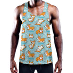 Happy Corgi Pattern Print Training Tank Top