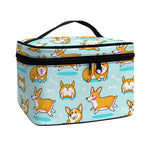 Happy Corgi Pattern Print Travel Makeup Bag