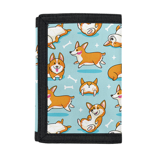 Happy Corgi Pattern Print Trifold Wallet