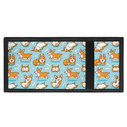 Happy Corgi Pattern Print Trifold Wallet