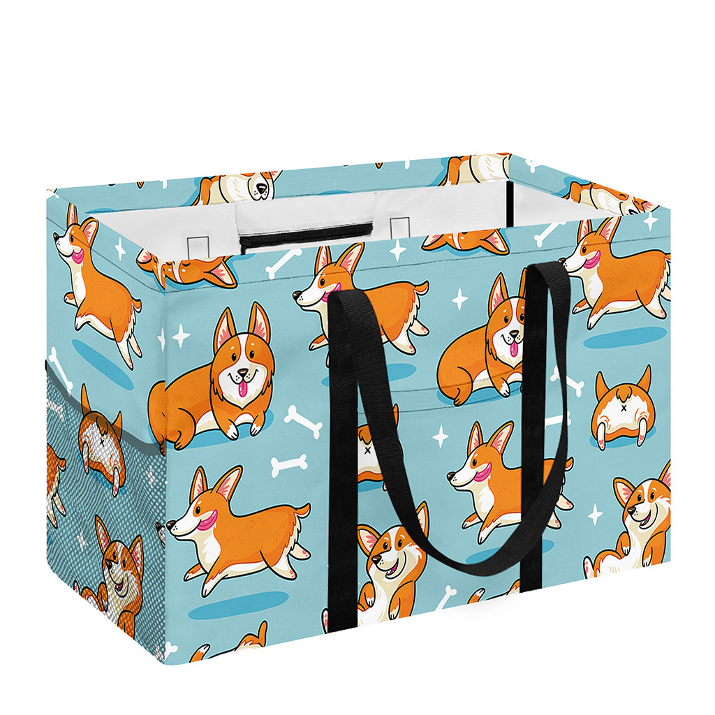 Happy Corgi Pattern Print Utility Tote Bag