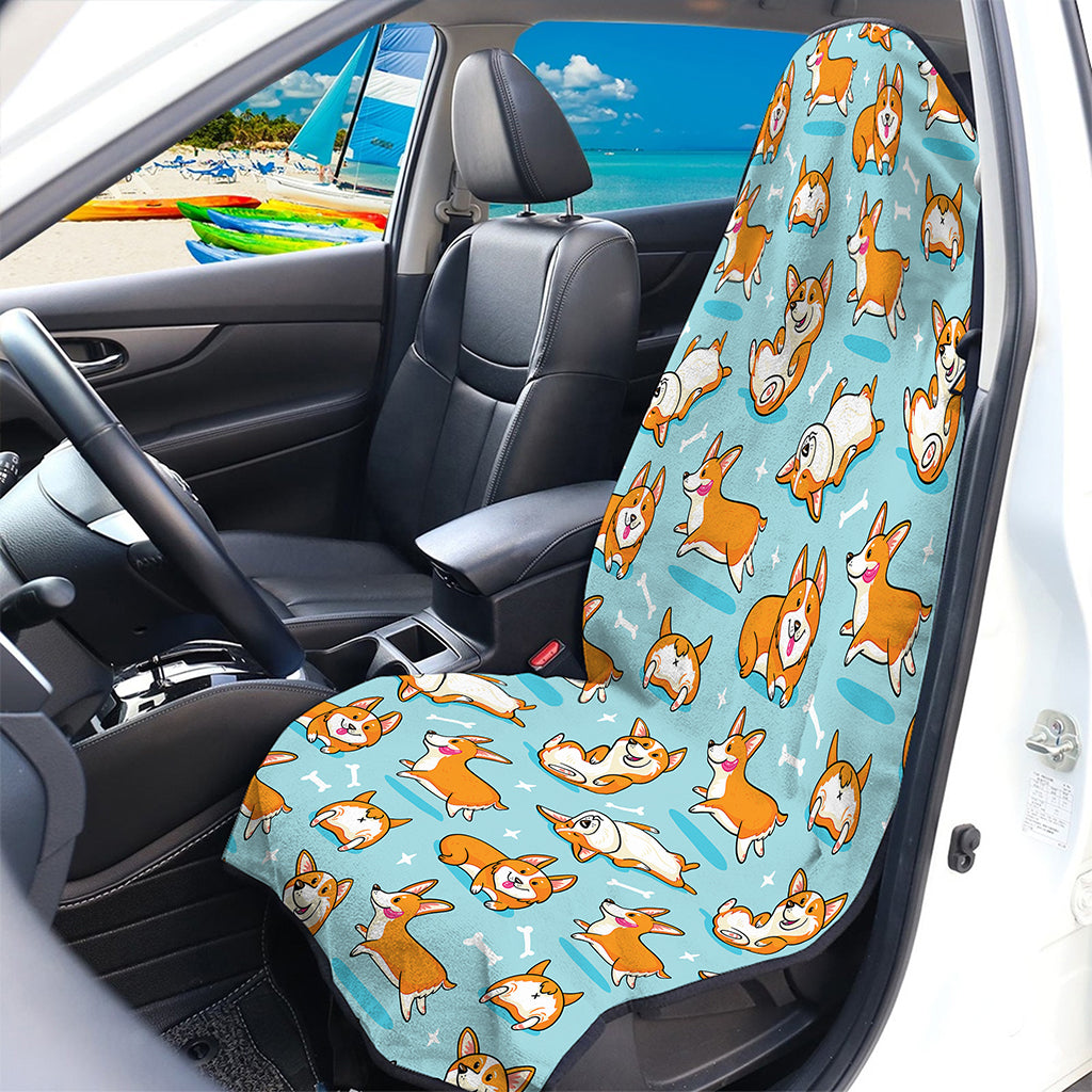 Happy Corgi Pattern Print Waterproof Car Seat Cover