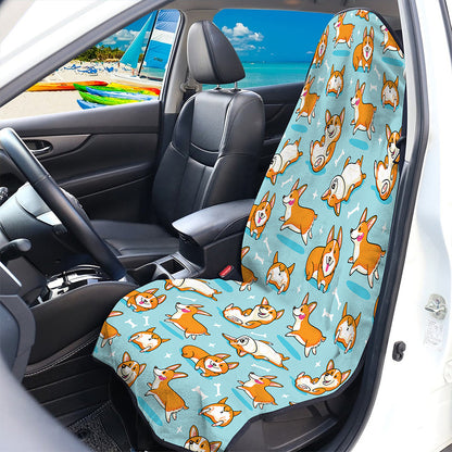 Happy Corgi Pattern Print Waterproof Car Seat Cover