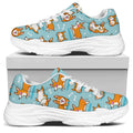 Happy Corgi Pattern Print White Chunky Shoes