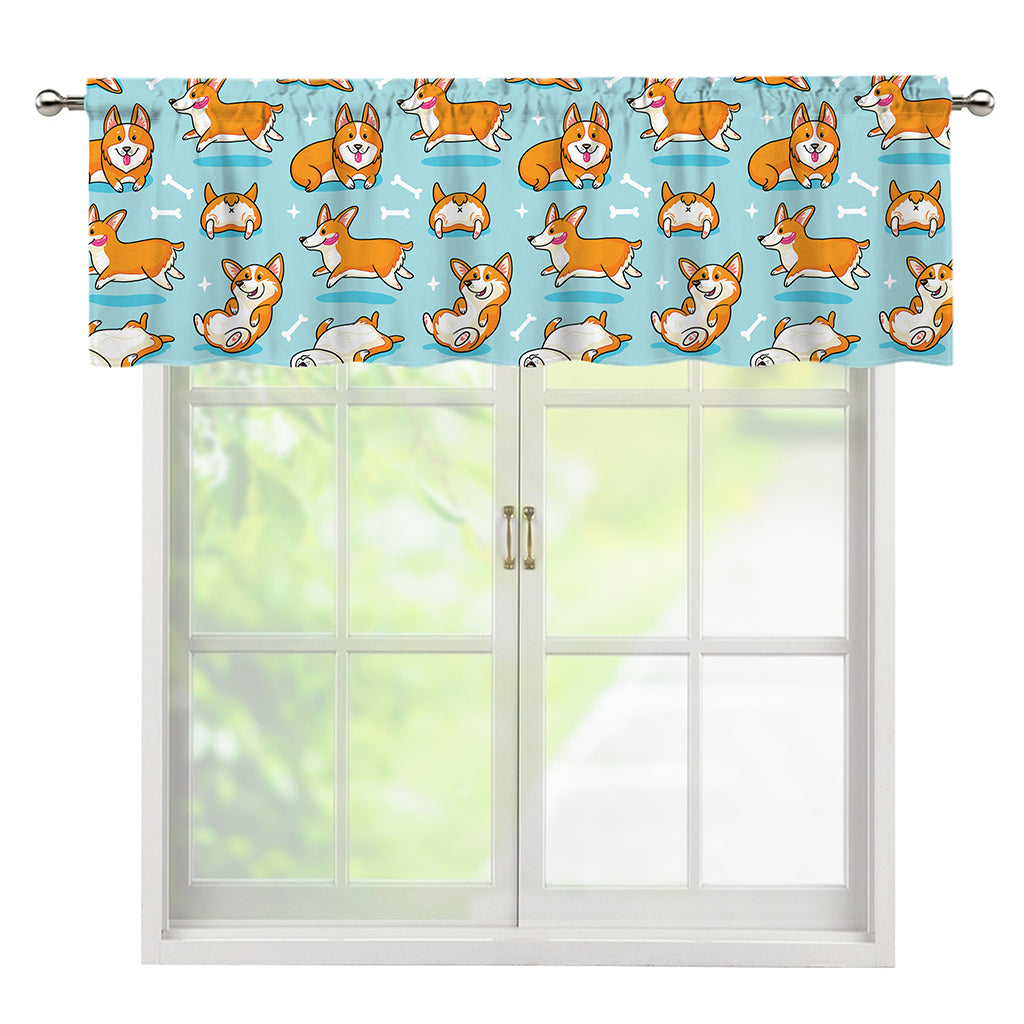 Happy Corgi Pattern Print Window Valance