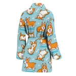 Happy Corgi Pattern Print Women's Bathrobe