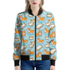 Happy Corgi Pattern Print Women's Bomber Jacket