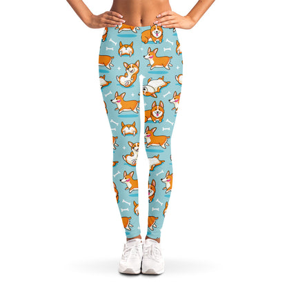 Happy Corgi Pattern Print Women's Leggings
